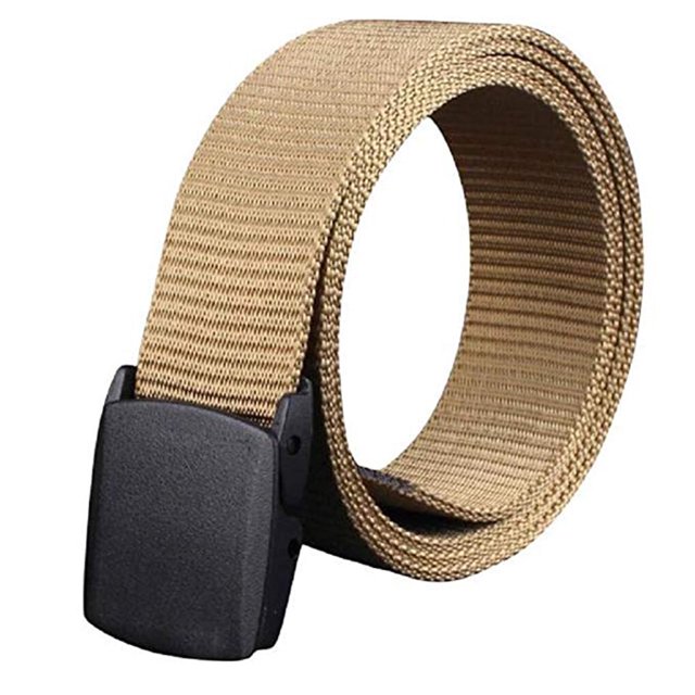 Men Solid Color Steel Buckle Nylon Woven Inner Belts Hypoallergenic Adjustable Waist Band