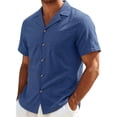 thumbnail image 2 of Qiyinn Mens Button Down Shirt Short Sleeve Textured Cuban Shirts Lightweight Breathable Summer Beach Casual Shirt, 2 of 9