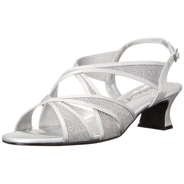 Sandalia con tacón Easy Street Tristen para mujer, plata satinada 7.5N
