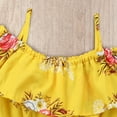 thumbnail image 6 of GYRATEDREAM Kids Baby Girls Outfits Floral Ruffle Strap Crop Tops+Shorts Set Toddler Summer Clothes 1-6 Years, 6 of 10