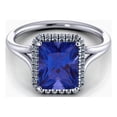 thumbnail image 3 of 1.75 Carat Emerald Cut Blue Sapphire And Moissanite Diamond Halo Bridal Set in 10k White Gold, 3 of 3