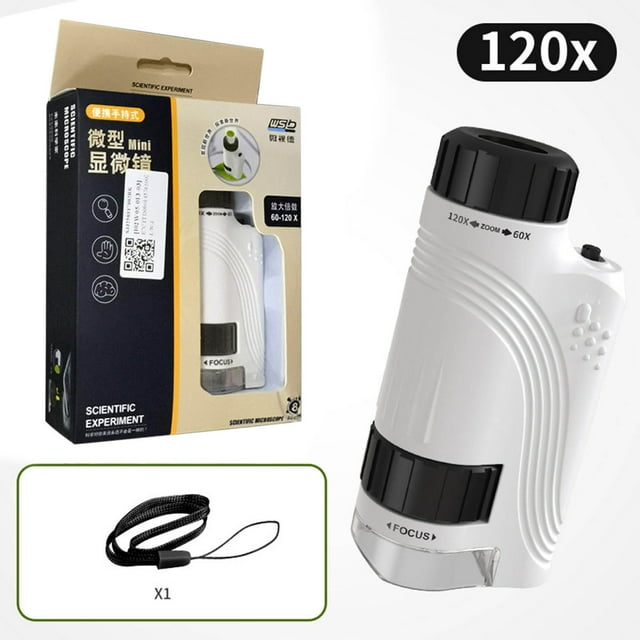 Uklsqma Portable Microscope 60-120X Handheld Science Toy for Kids Ages 6-14 | 3-In-1 Tabletop Scanner Smartphone Compatible with Led Lighting | Educational Biology Geology Observation Tool