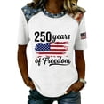 thumbnail image 2 of KDDYLITQ United States 250th Anniversary Tshirt for Women Independence National Flag Print Short Sleeve Tees Summer 250 Years Birthday Liberty Tops Usa Flag Plus Size Crew Neck Blouses White L, 2 of 5