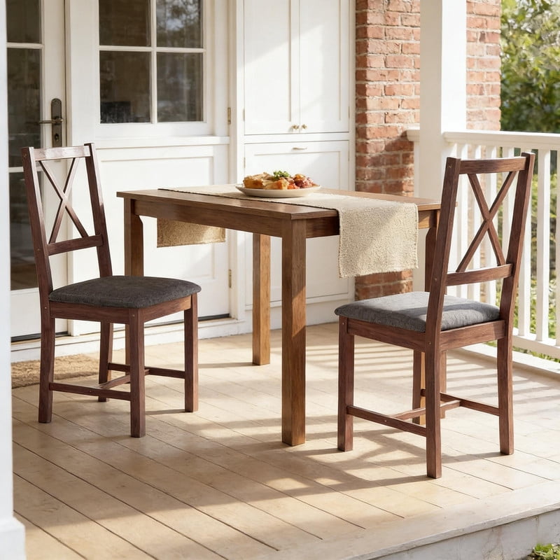 Vinform Upholstered Dining Chairs Set of 2, Wooden Modern Dining Chairs, Brown