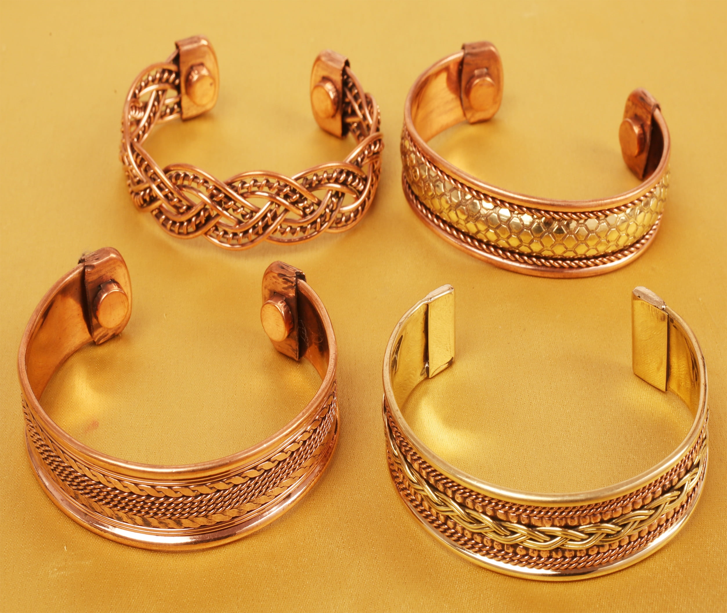 Sunsoul By Touchstone Indian Handcrafted Twisted Braids Jewelry 4 Bracelets In Gold Tone For Women.