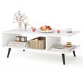 thumbnail image 1 of Patiojoy Table Basse à 2 Niveaux avec Rangement pour la Maison, Table Centrale Milieu du Siècle Moderne, Cadre en Métal Robuste, Table à Thé, Blanc, 1 of 9