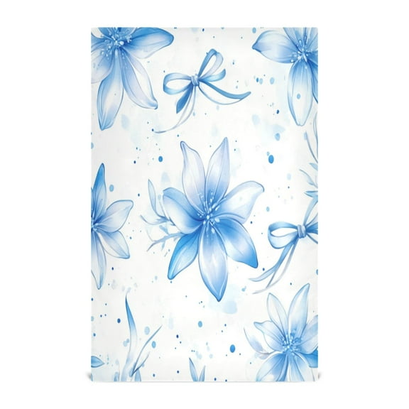 Multi-Purpose Kitchen Towels 28x18 Inch Dishcloths with Hanging Loop Decorative and Practical Towels for Kitchen, Dining Blue Pastel Flowers