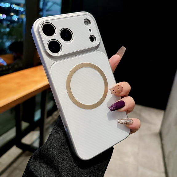 Ultra Slim Magnetic Case for iPhone 17 Pro Max, Fashion Lightweight Thin Fit Protective Phone Cover, Stylish Anti-Scratch Shock-Absorbing Wireless Charging Anti-Fall Phone Case, Silver