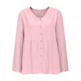 thumbnail image 3 of Adeawade T Shirts For Womens Relaxedable And Linen Long Sleeved V Neck Button Down Blouse T Shirt Fashion Clothing Red M, 3 of 4