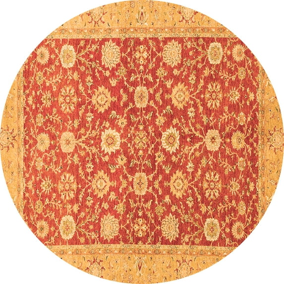 Ahgly Company Indoor Round Oriental Orange Traditional Area Rugs, 6' Round