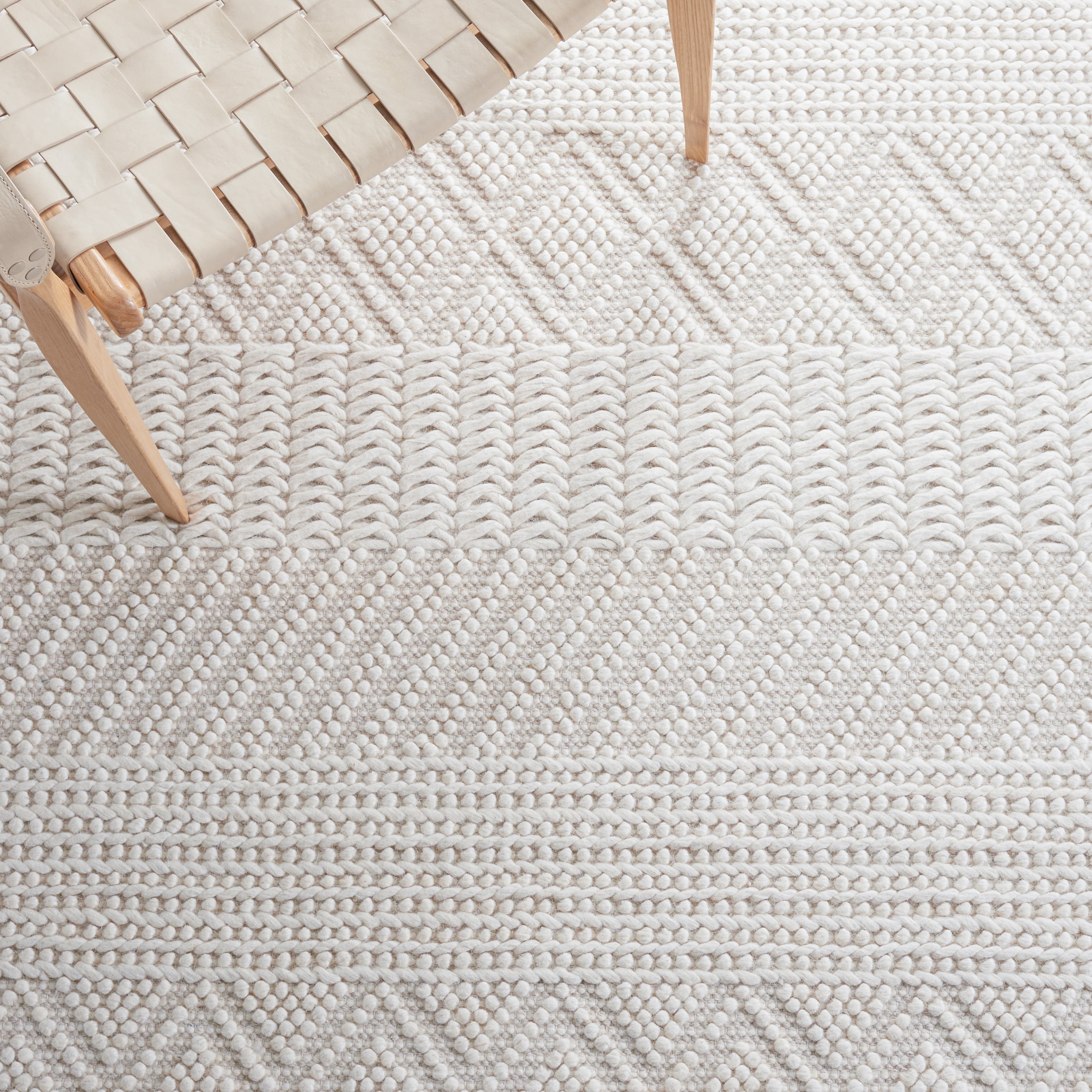 SAFAVIEH Natura Haywood Striped Wool Area Rug, Ivory, 6' x 9'