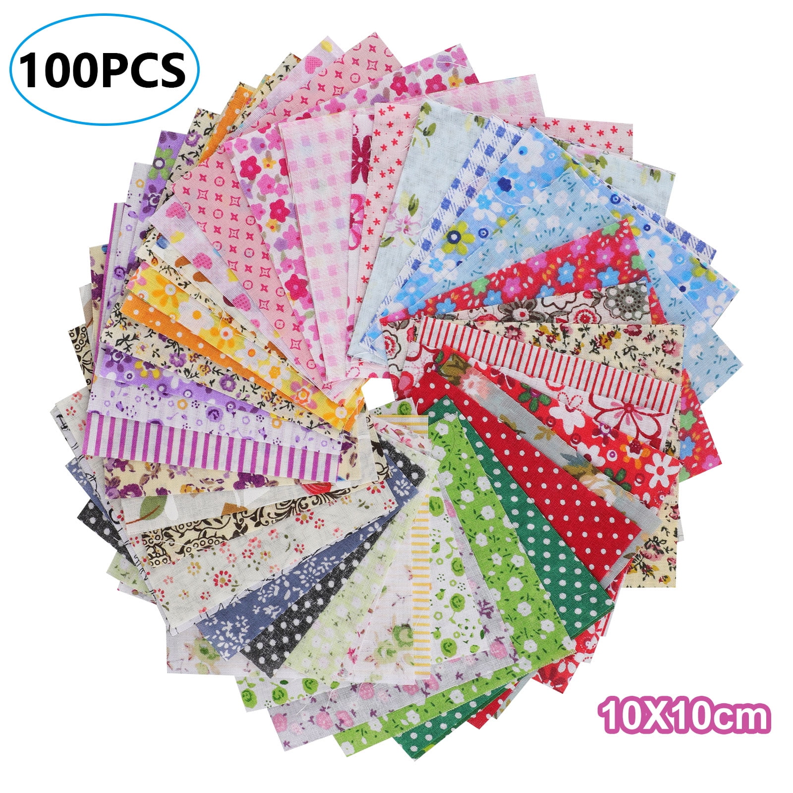 flic-flac Quilting Fabric Squares 100% Cotton Precut Quilt Sewing Floral Fabrics for Craft DIY 10 x 10 inches, 60pcs