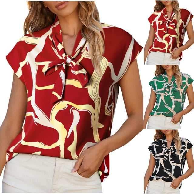Fiudx Ofertas Flash Del Día Solo En Línea Camiseta de Manga Corta con Cuello En V y Estampado Cómoda Informal para Mujer a La Moda
