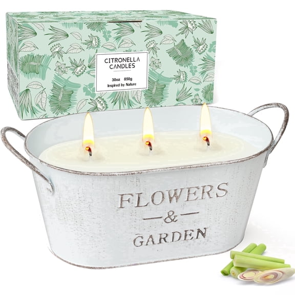30oz Extra Large Citronella Candle Outdoor Decorative Lemongrass Summer Candle Natural Soy Wax for Garden Patio, 150H