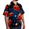 thumbnail image 2 of Seven Starred Ladybird Men's Short Sleeve Hawaiian Poplin Shirt - Casual Printed Button Down Summer Beach Shirt for Men, 2 of 6
