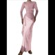 thumbnail image 2 of Vestido Midi Asimétrico con Abertura Irregular, Cuello Redondo, Larga y Cintura Fruncida para Mujer, Color Liso Rosa S, 2 of 7