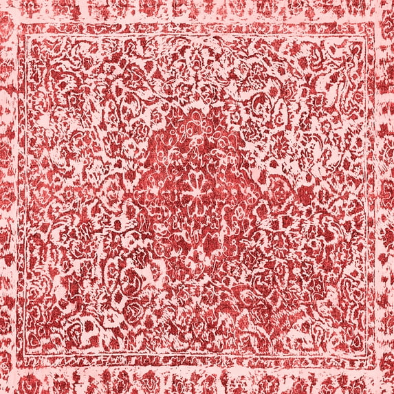 Ahgly Company Indoor Square Abstract Red Modern Area Rugs, 8' Square