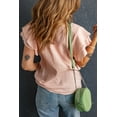 thumbnail image 1 of POGLIP Women's Pink Textured Tiered Ruffled Short Sleeve Blouse, 1 of 6