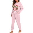 thumbnail image 2 of SCRAWLGOD Happy Owl Pjs for Women Pajama Long Sleeve 2 Piece Sets for Women Lounge Size S Crewneck Ladies Pajamas Fall Elastic Loungewear Sets Woman, 2 of 7
