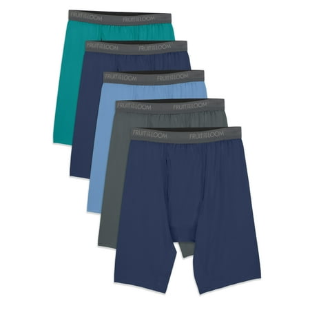 Fruit of the Loom Men's Micro-Stretch Assorted Long Leg Boxer Briefs, 5