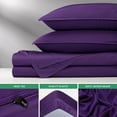thumbnail image 2 of PURE BAMBOO Sheets Full Size Bed Sheets 4 Piece Set, Genuine 100% Organic Bamboo Viscose Derived, Soft & Cooling, Double Stitching, 16" Deep Pockets (Full, Purple), 2 of 8