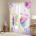 thumbnail image 3 of Manfei Blue Pink Butterfly Print Black Out Curtains, Romantic Rose Flower Curtains Pack of 2 (42x63 Each), Cartoon Princess Style Bedroom Curtains, Curtains and Drapes Room Decor, 3 of 6