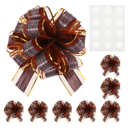 Uxcell 8 pack Bow for Gift Wrapping, 8.7" x 6.7" Wood Grain Ribbon Bows Brown