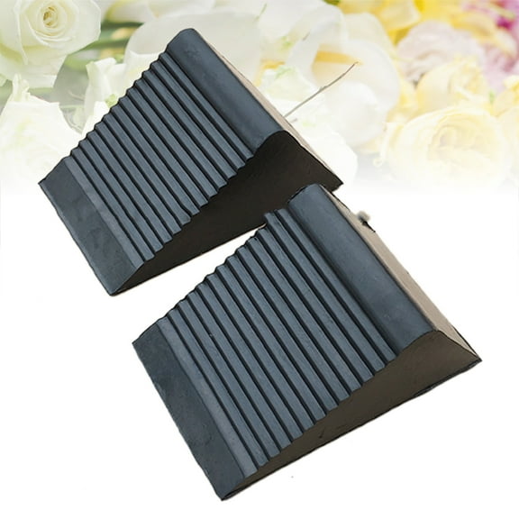 LABSERRON 2PCS Black Triangle Rubber Chocks For Motorhomes And Trailers Parking 11.8x2.9x2.4in