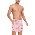 thumbnail image 4 of FORMRS Mens Swim Trunks Mesh Liner Quick Dry Casual Beach Board Shorts with Pockets, Sizes S-2XL, Pink Cute Cherry Pattern, 4 of 9