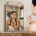 thumbnail image 3 of BEAUTYPEAK 24"x36" Arched Bathroom Mirror with Curved Top Modern Decorative Wall Mirror with Deep Frame, Silver, 3 of 6
