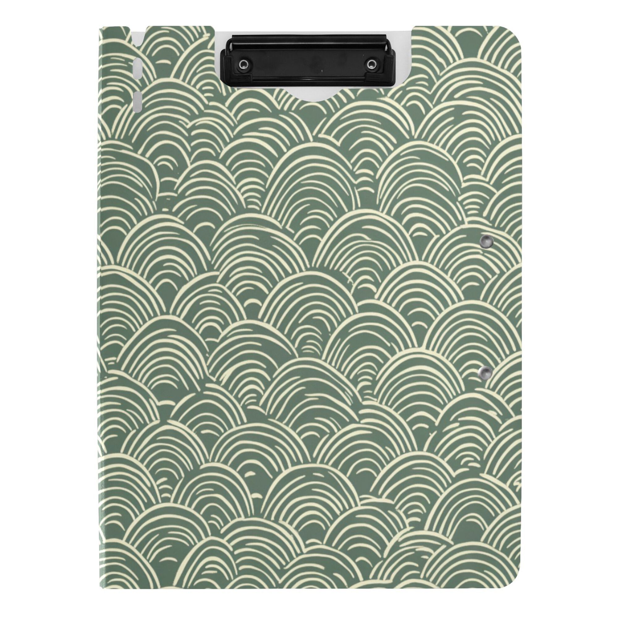 FORMRS A4 Clipboard Folder with Pen Holder Horizontal Foldable School Office Binder, Retro Green Abstract