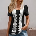thumbnail image 2 of HXWCHs Cropped Elegant Short Sleeve Eyelet Lace Scallop Hem Embroidery Blouse Dressy Casual Fall top for Women L Black, 2 of 5