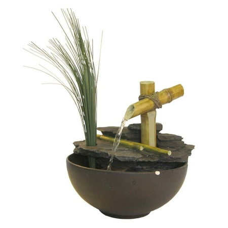 Alpine Corporation TT5136 Calming Bamboo Eternity Tabletop Fountain