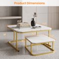 thumbnail image 5 of Square Nesting Coffee Table Set of 2 with Faux Marble Top and Metal Frame, Coffee Table Set, Suitable for Living Rooms, Apartments,White, 5 of 9