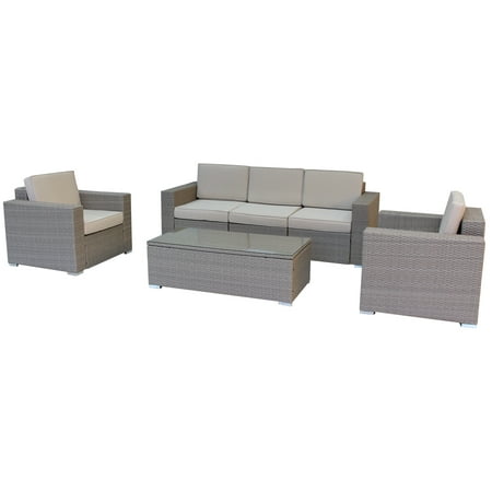 UPC 795516000230 product image for 6 Piece Wicker Rattan Outdoor Lounge Set in Tan | upcitemdb.com