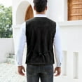 thumbnail image 4 of JASGOOD Men's Suit Vest Vintage Suede Leather Western Cowboy Waistcoat Black, 4 of 8