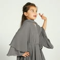 thumbnail image 6 of IDOPIP Kids Girls Muslim Chiffon Abaya Open Front Cardigan Modest Dress with Hijab Middle East Arabian Robe, 6 of 8