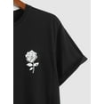 thumbnail image 4 of ZAFUL Men's or Junior Teenager Graphic Tee Shirt Leisure Casual Rose Print Short Sleeve T-shirt Black M, 4 of 5