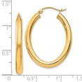 thumbnail image 2 of 14k Solid Yellow Gold Polished 3.5mm Oval Tube Hoop Earrings 32x24mm Wide 3.5mm Thick Hoop Earring for Women, 2 of 2