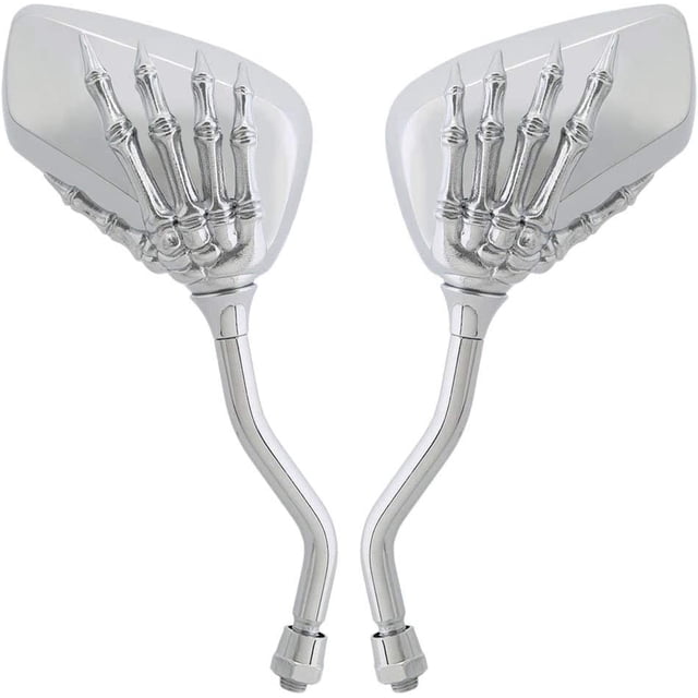 Espejo retrovisor para motocicleta, 8 mm 10 mm Moto Skull Skeleton Hand Mirrors-(Plata) LingWen 9024735513773