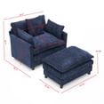thumbnail image 5 of Accent Chair with Ottoman, Modern Lounge Club Chair, Chenille Upholstered Armchair with Footrest, Comfy Reading Chair for Living Room Bedroom Small Space, Blue, 5 of 15