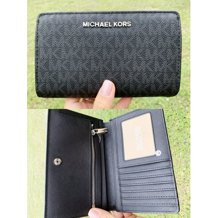Michael Kors Jet Set Travel PVC Slim Bifold Wallet Black