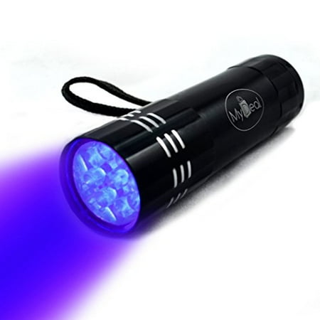 MyDeal Products VisiPET UV Ultraviolet 9 LED Blacklight Pocket Flashlight WITH BATTERIES for Revealing Pet Urine Stains from Dogs and Cats on Carpets Rugs Curtains and More! Includes Strap