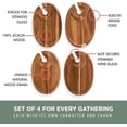 thumbnail image 5 of Set of 4 Wooden Wine Appetizer Plates with Glass Holder - Mini Charcuterie Boards for Wine & Cheese Parties, Oval Acacia Wood Serving Trays, 5 of 5