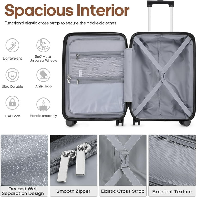 MIUSSE Luggage Sets 3 Piece, 20 Inch Carry On with Wheels, TSA