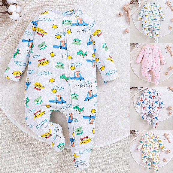 3-6 Months Newborn Bodysuit Baby Romper For Falland Winter Long Sleev Belly Romper To Zipper Long Sleeve Sleeper Jumpsuit Green Infant Gift