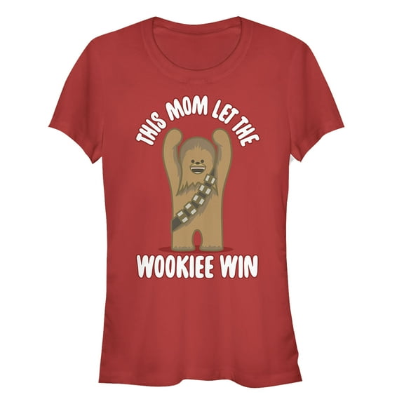Junior's Star Wars Mother's Day Mom Let Wookiee Win Graphic Tee Red X Large
