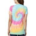 thumbnail image 3 of Womens "Mustang GT Legend Lives Crest" Tie Dye Tee - Pastel Rainbow, Small, 3 of 5