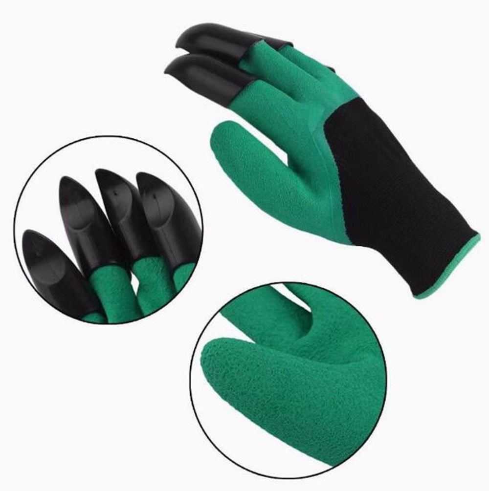 Garden Digging Gloves For Digging & Planting With 4 ABS Plastic Claws Gardening 