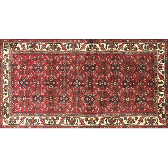 Ahgly Company Machine Washable Indoor Rectangle Traditional Orange Salmon Pink Area Rugs, 7' x 10'
